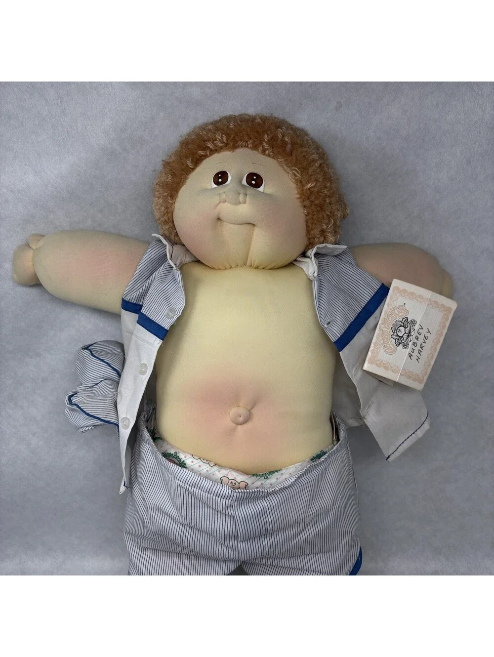 Soft Sculpture Cabbage Patch Kid Little People Signed Xavier Roberts w/ Name Tag